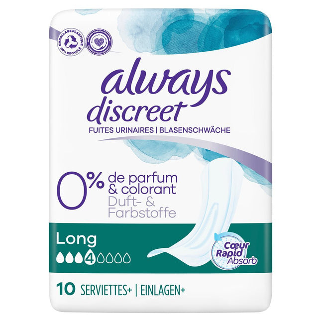 always Discreet Inkontinenz Long 0% 10 Stk