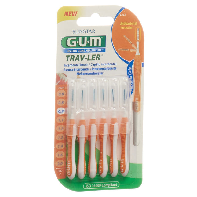 GUM Trav-Ler 0.9mm ISO 2 cylindric orange 6 Stk