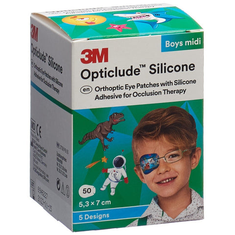 3M Opticlude Silicone Augenverband 5.3x7cm Midi Boys 50 Stk