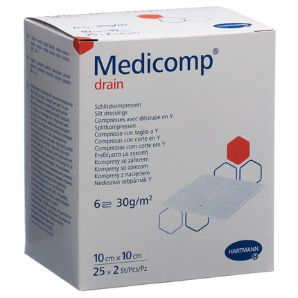 Medicomp drain 10x10cm steril 25 Btl 2 Stk