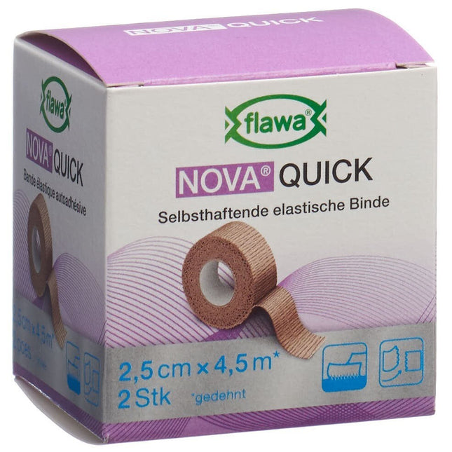 Flawa Nova Quick kohäsive Reissbinde 2.5cmx4.5m hautfarbig 2 Stk