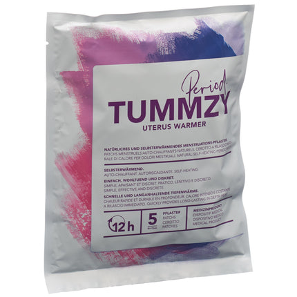 Tummzy Menstruations Pflaster 10x13cm selbstwärmend und natürlich Btl 5 Stk