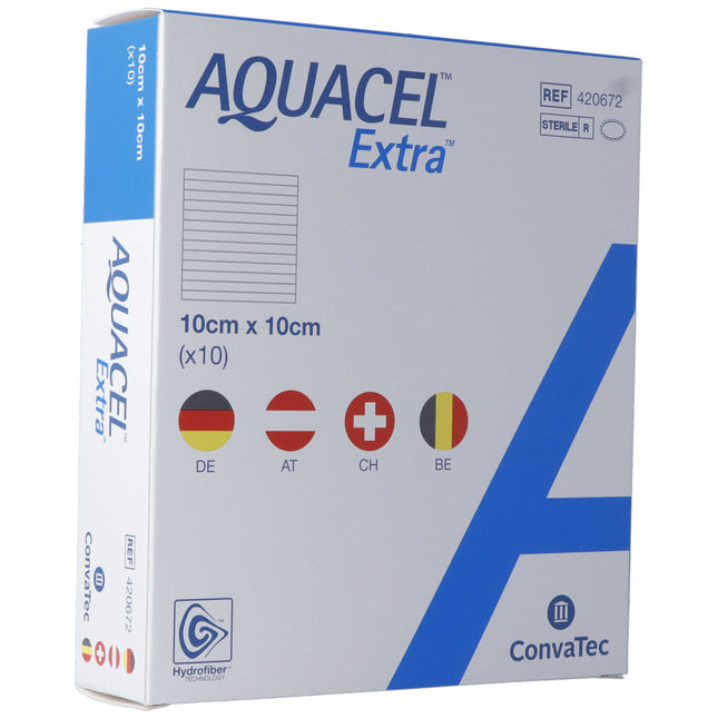 AQUACEL Extra Hydrofiber Verband 10x10cm 10 Stk