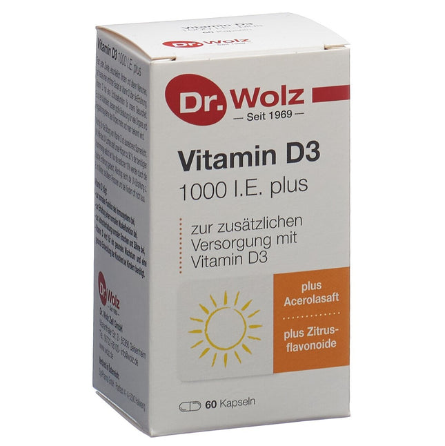 Dr. Wolz Vitamin D3 1000 I.E. plus Kaps Glasfl 60 Stk