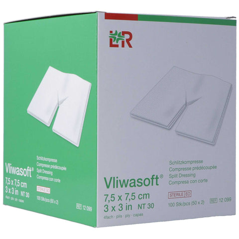 Vliwasoft Schlitzkompressen mit Y-Einschnitt 7.5x7.5cm steril 50 x 2 Stk