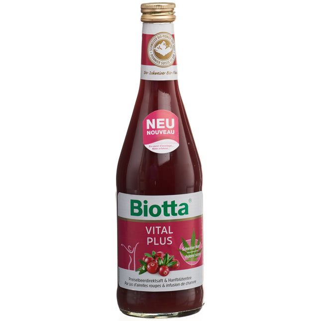 BIOTTA Vital Plus Preiselbeere & Hanf, Karton mit 6 Flaschen à 5 dl