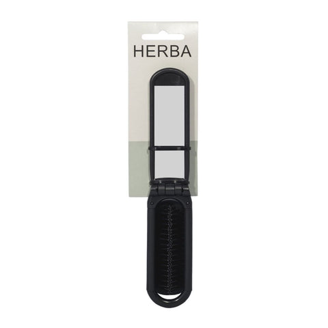 Herba Klappbürste mit Spiegel schwarz