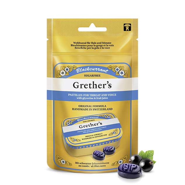 GRETHERS Blackcurrant Pastillen ohne Zucker