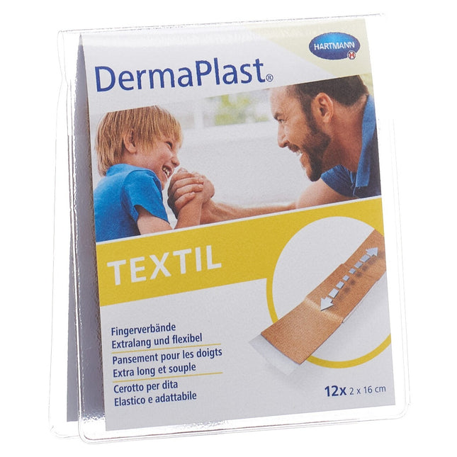 DermaPlast Textil Fingerverband 2x16cm hautfarbig 12 Stk