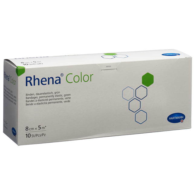 Rhena Color Elastische Binden 8cmx5m grün offen 10 Stk