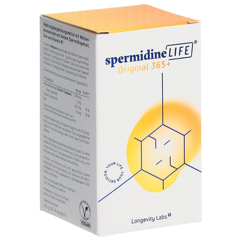 spermidineLIFE Original 365+ Kaps 2 mg natürliches Spermidin Glas 60 Stk