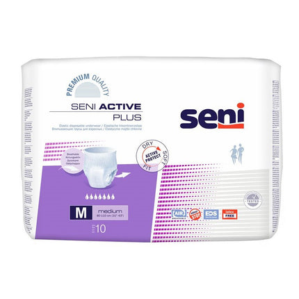 Seni Active Plus Pants Einweghosen M atmungsaktiv Hüftumfang 80-110cm 7 Tropfen 10 Stk