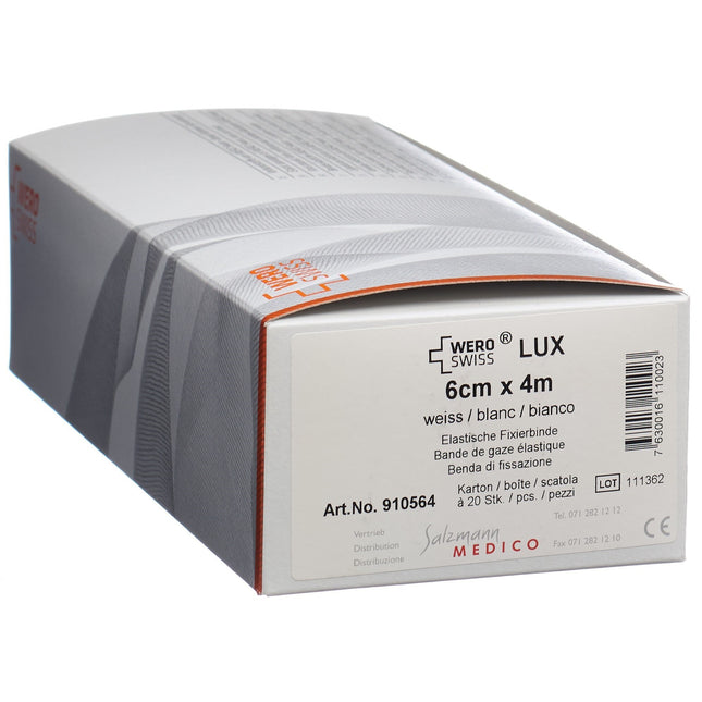 WERO SWISS Lux Elastische Fixierbinde 4mx6cm weiss 20 Stk