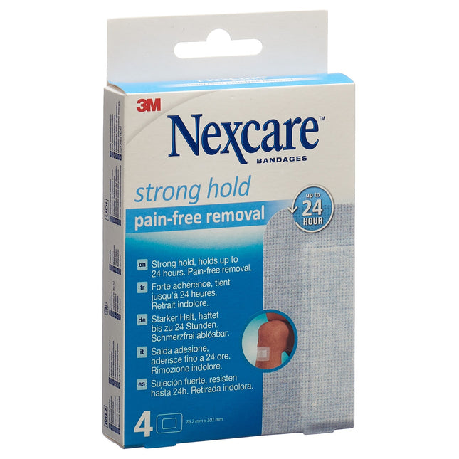 3M Nexcare Strong Hold Pads Pain Free Removal 76.2x101mm 4 Stk