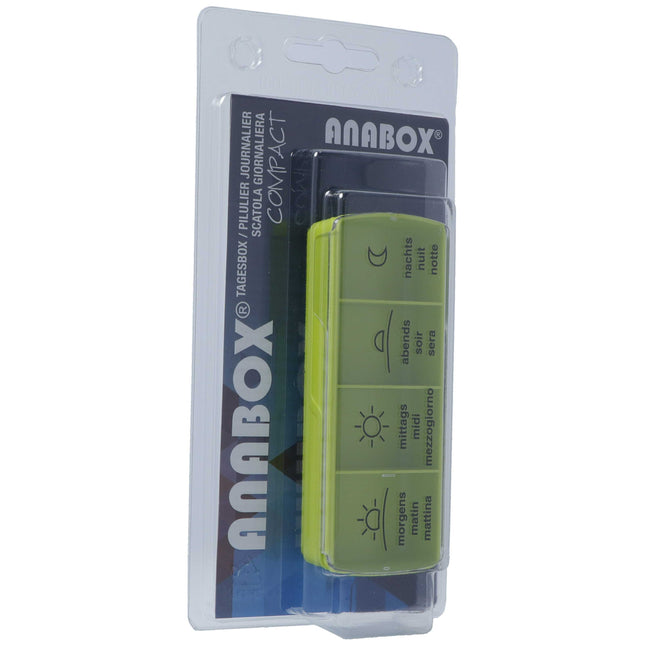 Anabox Medidispenser compact Tagesbox grün 4 Fächer im Blister deutsch/französisch/italienisch