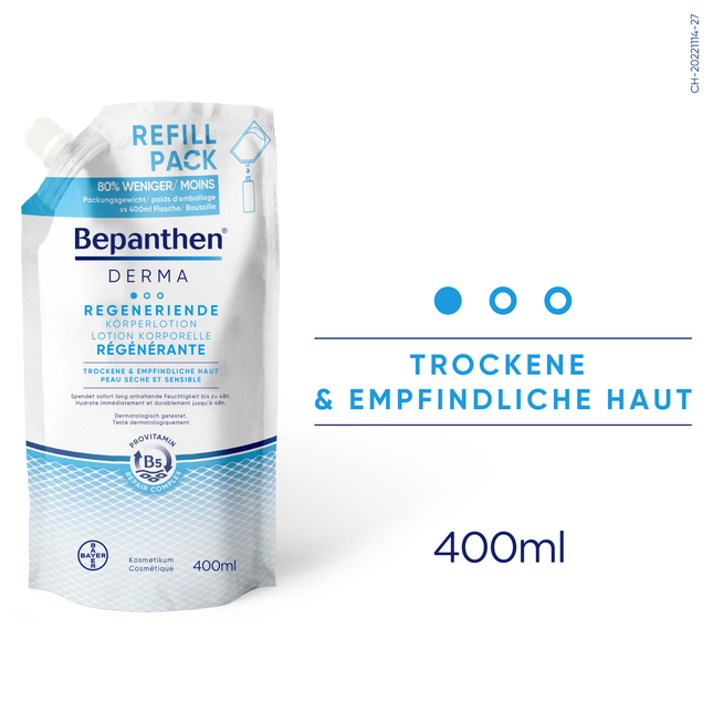 Bepanthen DERMA Regenerierende Körperlotion Nachfüllbeutel 400 ml