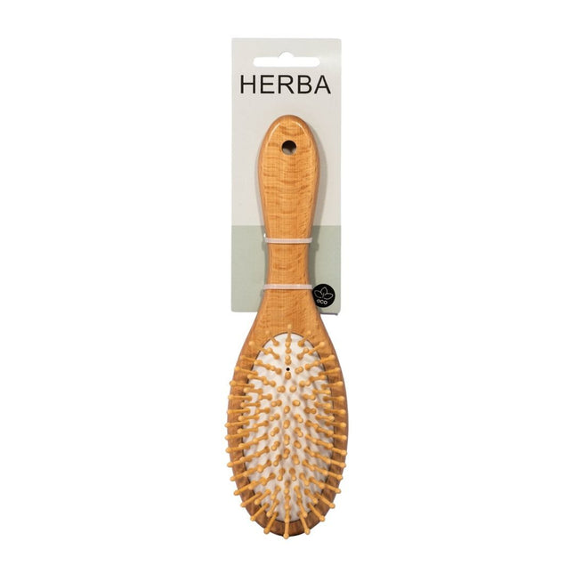 Herba Haarbürste mit Holzstiften oval Buchenholz