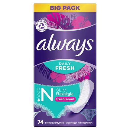 always Slipeinlage Daily Fresh Flexistyle Slim mit Frischeduft BigPack 74 Stk