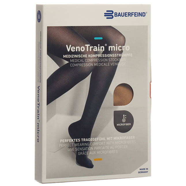 VENOTRAIN MICRO A-G KKL2 M normal/long offene Fussspitze caramel Haftband Mikronoppen 1 Paar