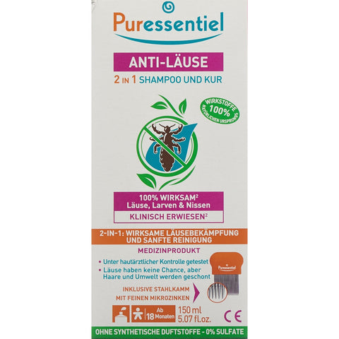 Puressentiel Anti-Läuse-Shampoo-Maske 2-in-1 +Kamm Tb 150 ml