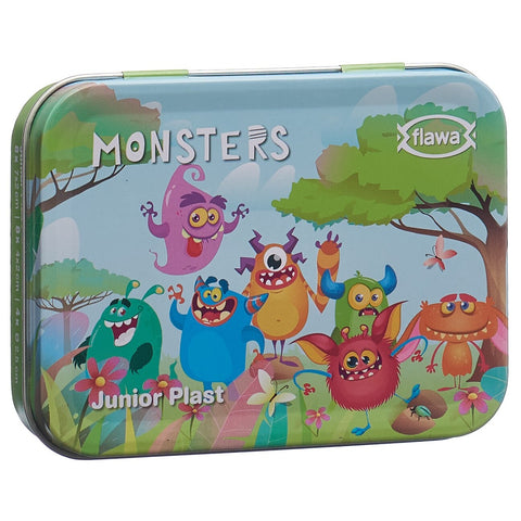 Flawa Junior Plast Strips Monsters Tin Box 20 Stk