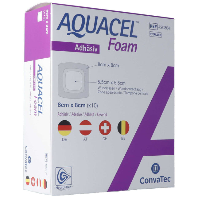 AQUACEL Foam adhäsiv 8x8cm 10 Stk