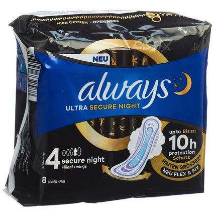 always Ultra Binde Secure Night mit Flügeln 8 Stk