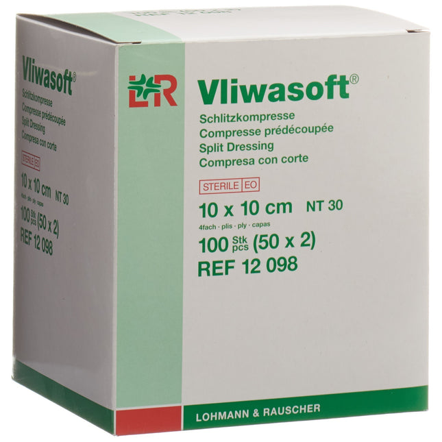 Vliwasoft Schlitzkompressen mit Y-Einschnitt 10x10cm steril 50 x 2 Stk