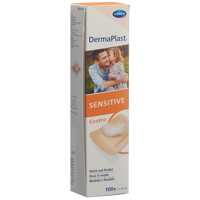 DermaPlast Sensitive Centro Strip 3x4cm hautfarbig 100 Stk