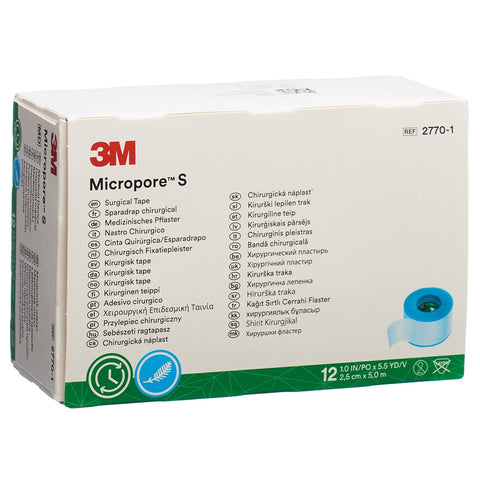 3M Micropore S Silikonrollenpflaster 2.5cmx5m 12 Stk