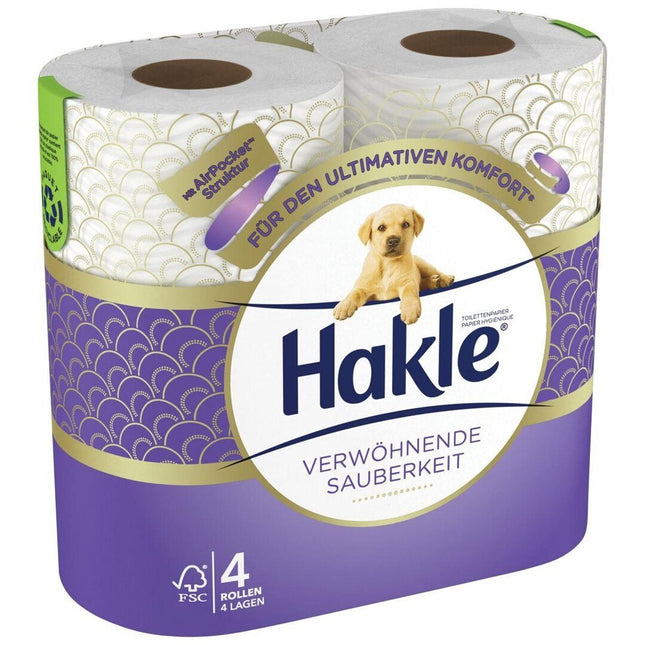 Hakle Toilettenpapier verwöhnende Sauberkeit 4-lagig 140 Blatt mit Air-Pocket Struktur 4 Stk