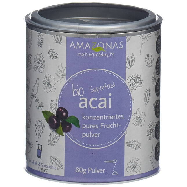 AMAZONAS acai Bio Fruchtpulver 100 % pur Ds 80 g