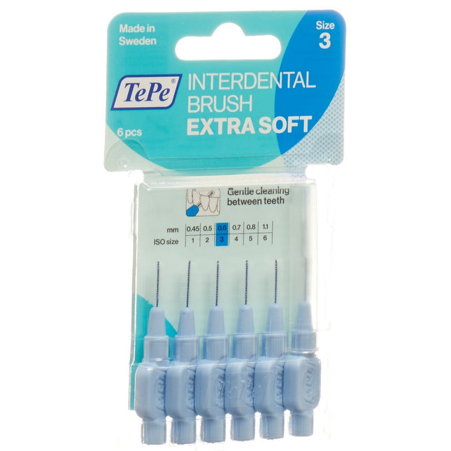 TePe Interdental Brush 0.60mm x-soft blau Blist 6 Stk