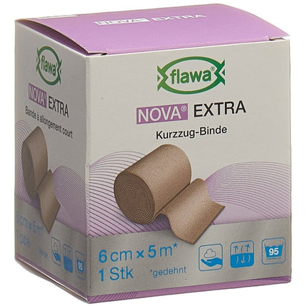 Flawa Nova Extra Kurzzugbinde 6cmx5m hautfarbig