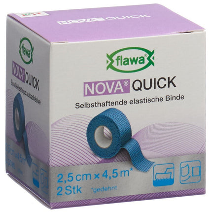 Flawa Nova Quick kohäsive Reissbinde 2.5cmx4.5m blau 2 Stk