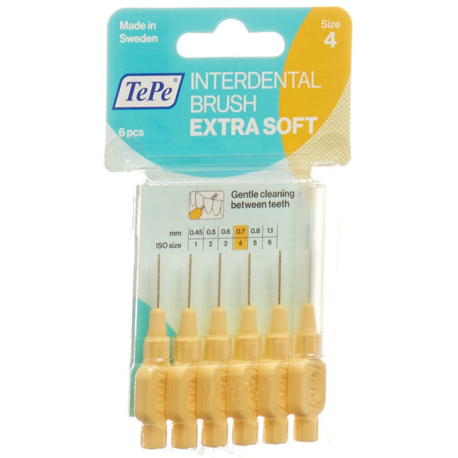 TePe Interdental Brush 0.7mm x-soft gelb Blist 6 Stk