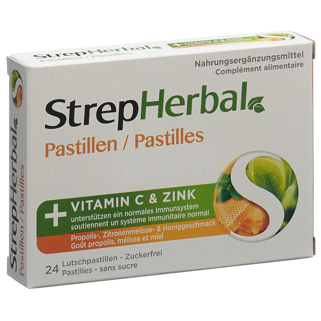 StrepHerbal Pastillen Propolis Zitronenmelisse Honiggeschmack 24 Stk