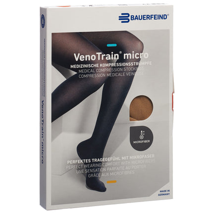 VENOTRAIN MICRO A-G KKL2 S plus/short geschlossene Fussspitze caramel Haftband Mikronoppen 1 Paar