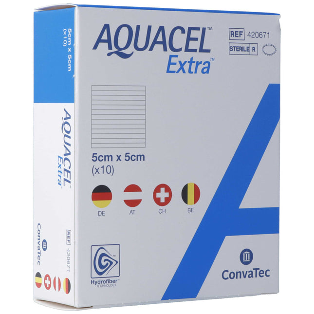 AQUACEL Extra Hydrofiber Verband 5x5cm 10 Stk