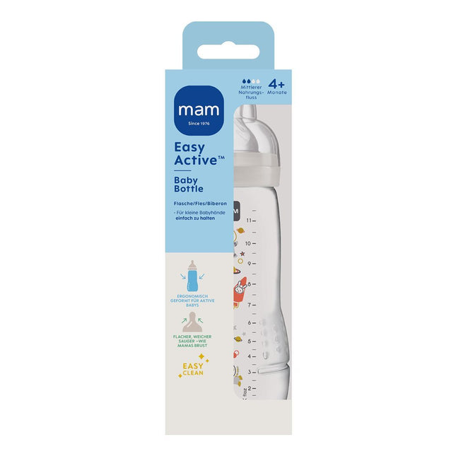 MAM Easy Active Baby Bottle Flasche 330ml 4+ Monate grey