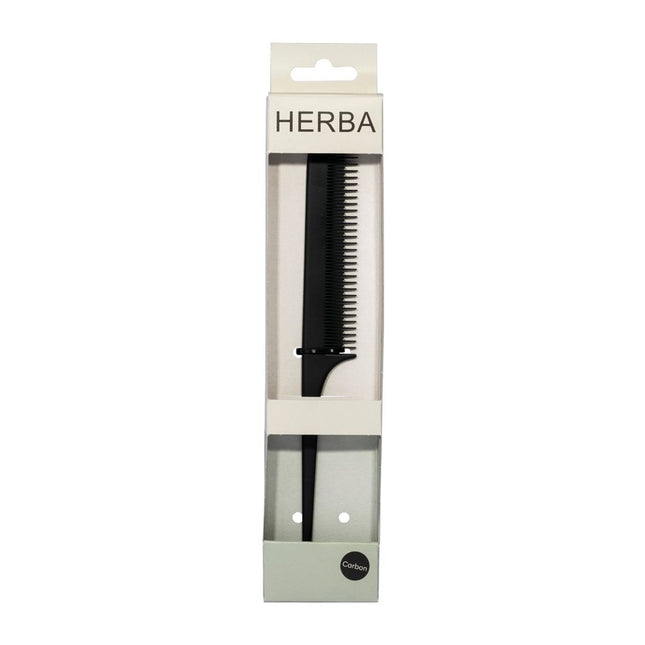 Herba Carbon Stielkamm fein gezahnt schwarz