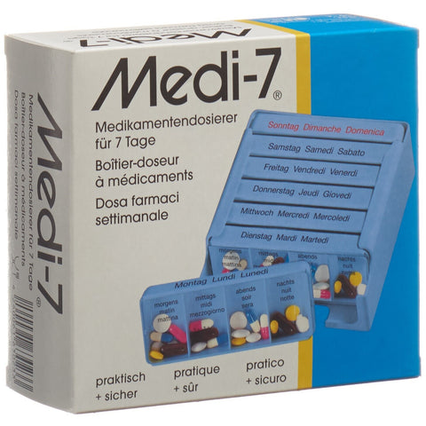 Medi-7 Medikamentendosierer 7 Tage deutsch/französisch/italienisch blau