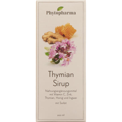 Phytopharma Thymian Sirup mit Vitamin C, Zink, Honig und Ingwer 200 ml
