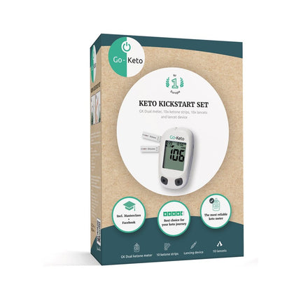 Go-Keto Messgerät Kickstart Set Glukose mg/dl Ketone mmol/l inklusive 10 Ketotests